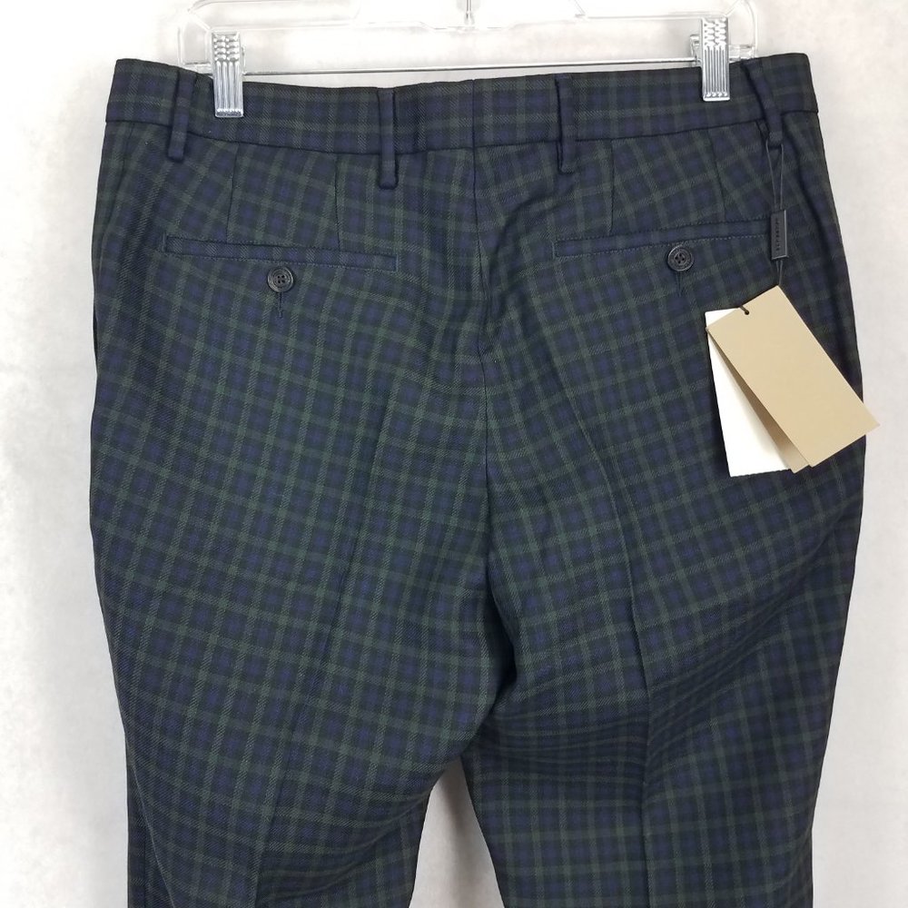 Burberry Men's 40 Soho Tartan Plaid Straight Leg Trousers Pants in Blue/Green - Picture 9 of 16